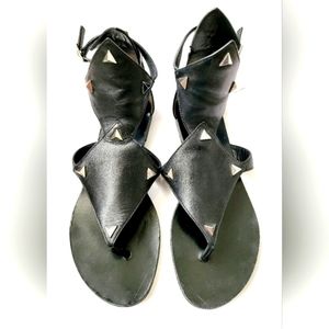 Sigerson Morrison Mona Rockstud Gladiator Sandal Genuine Leather Black/Silver6.5